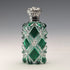 Antique British silver-lidded green cut glass portable perfume bottle